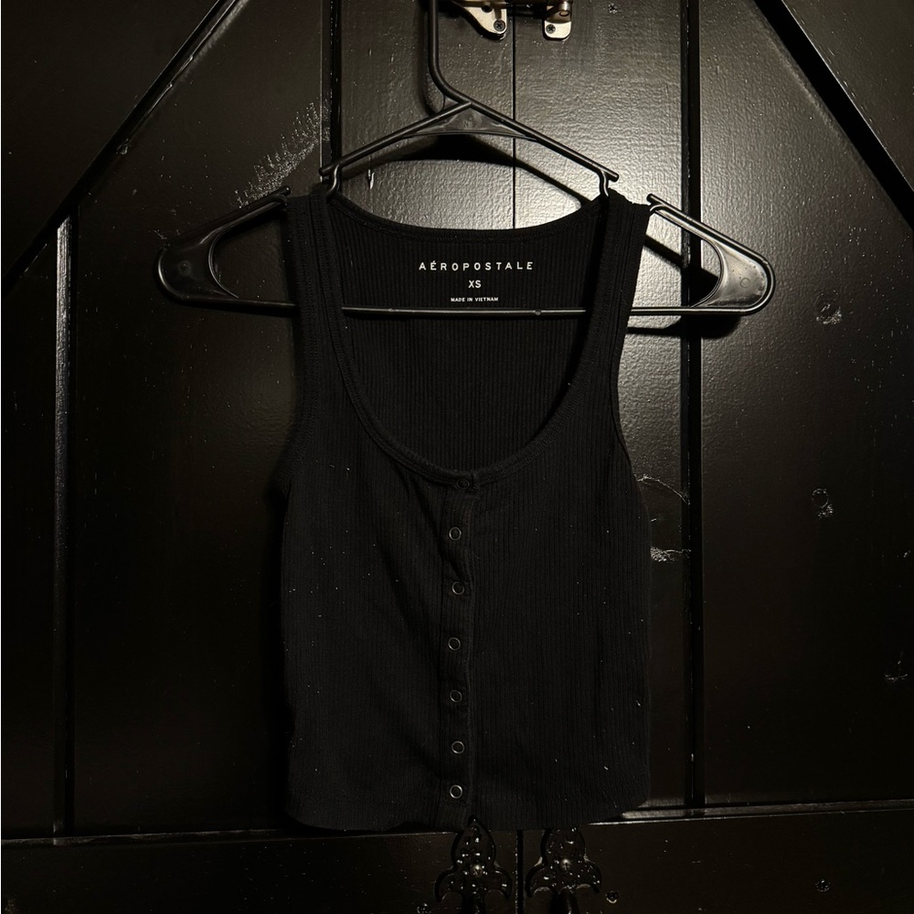 Aeropostale Black Sleeveless Crop Tank Top